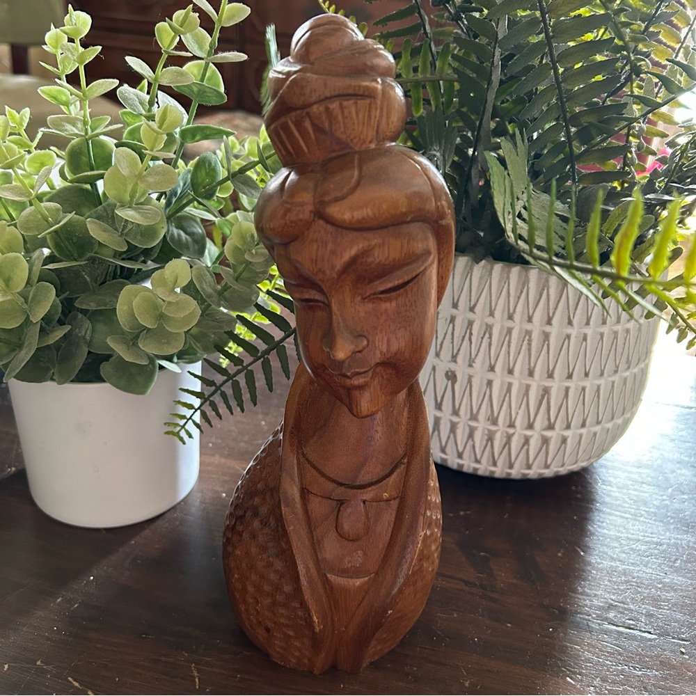 Vintage Wood Carved Bust